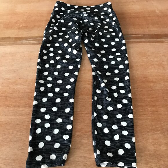Outdoor Voices Leggings Women S Black Polka Dot Mid Rise Hip Pocket Athleisure - Picture 2 of 13